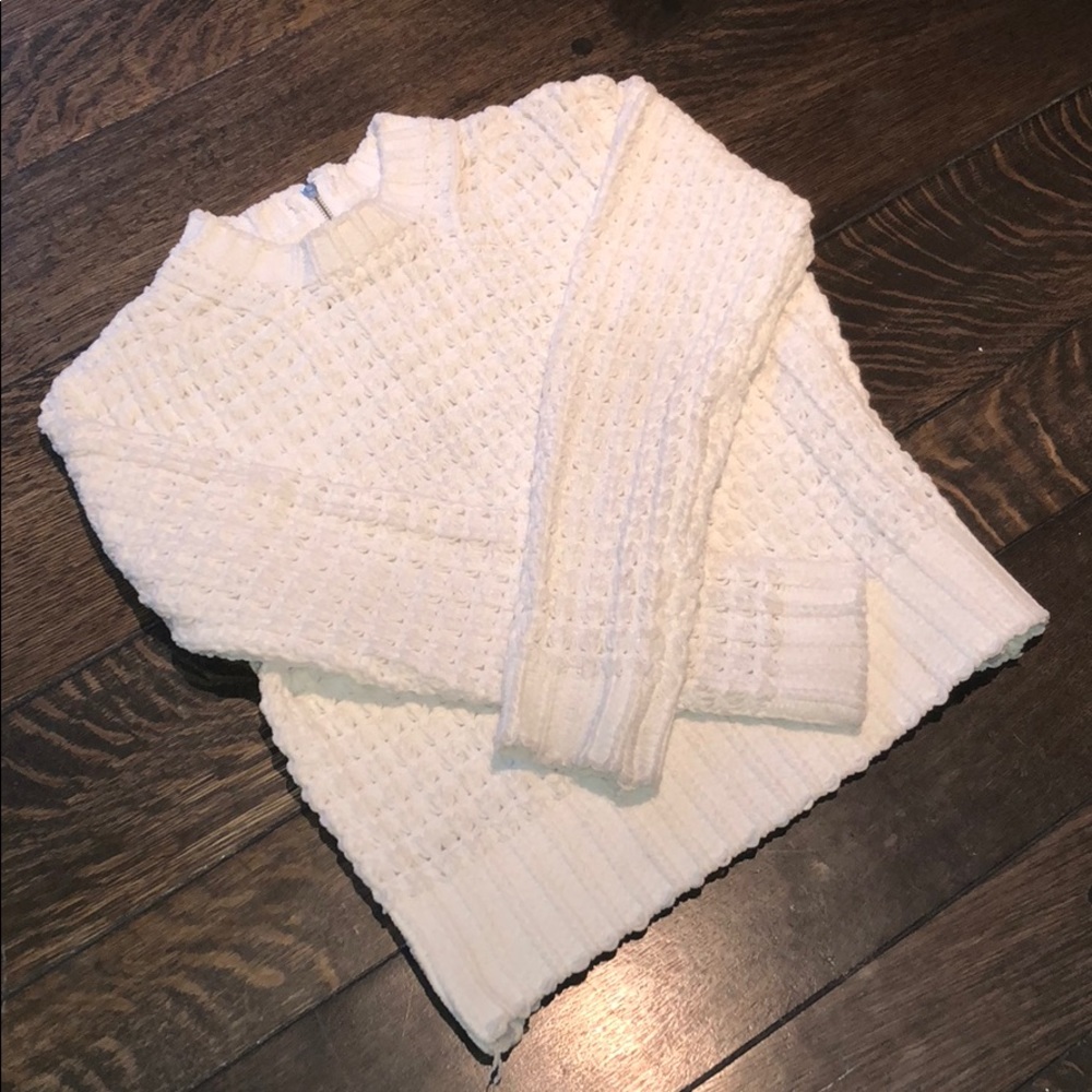 White woven sweater